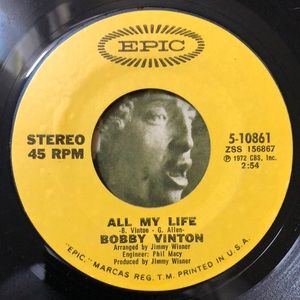 Bobby Vinton Sealed With A Kiss/All My Life Vinyl 45 Record '72